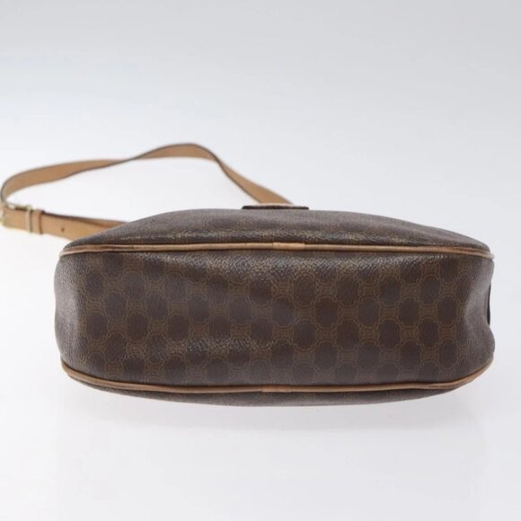 CELINE Macadam Canvas Shoulder Bag PVC Leather Brown Gold Auth - Picture 3 of 16